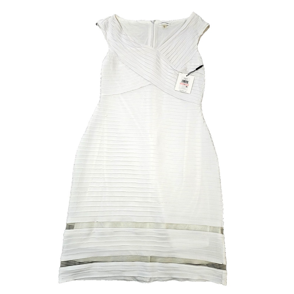 Calvin Klein® (Women's‎ SIZE 10) Pleated Illusion Bandage Sheath Dress - $134